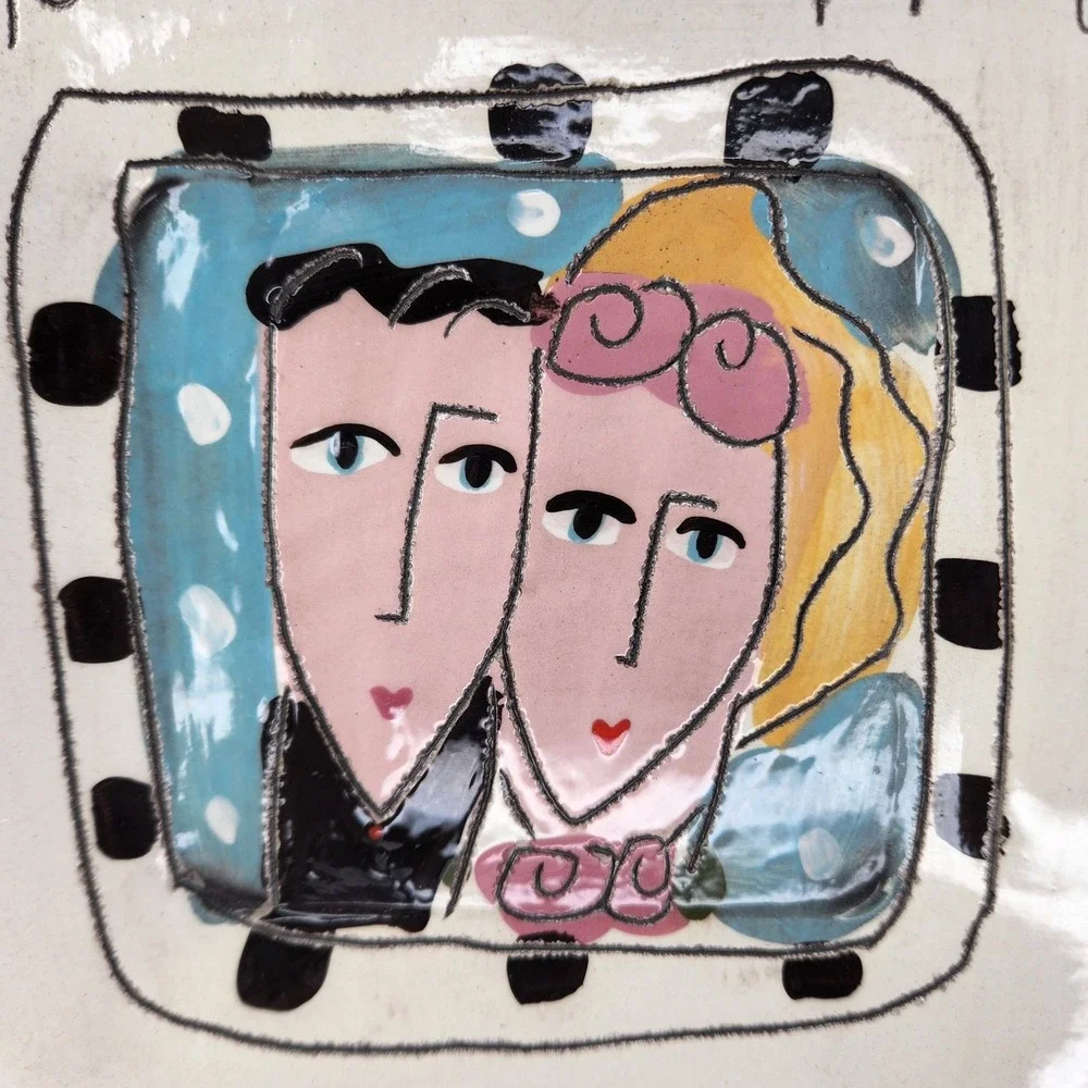 Sandra Magsamen Original Art Plate Wedding Anniversary Pottery Signed Decor READ